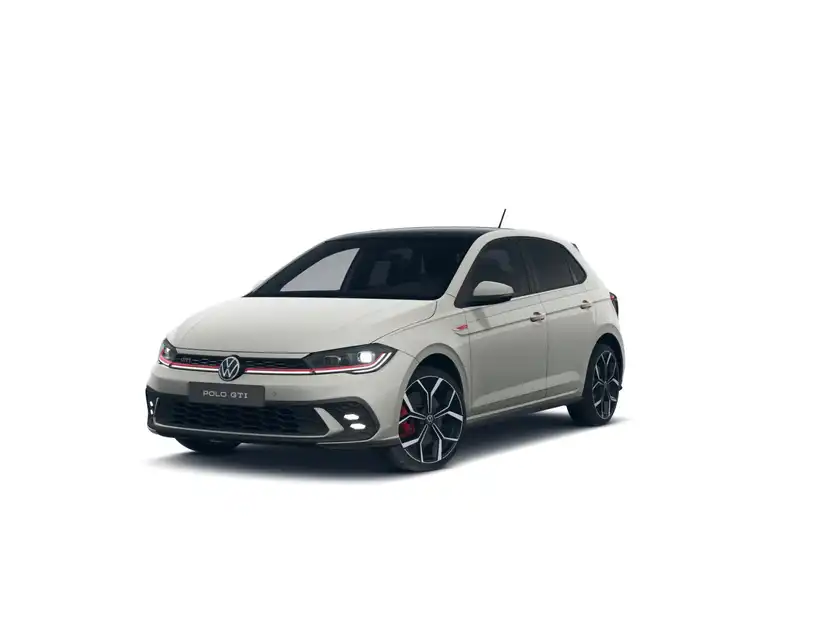 Das Bild zeigt einen hellgrauen VW Polo GTI von der Seite.