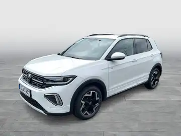 Das Bild zeigt einen weißen VW T-CROSS von der Seite.