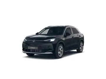 Das Bild zeigt einen VW T-Roc von vorne in der Farbe schwarz.