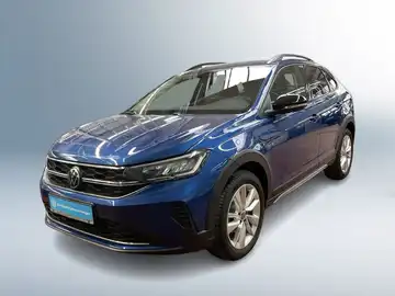 Das Bild zeigt einen blauen VW Taigo aus der Frontalansicht. Auf dem Foto ist das Händlerlogo von Walter Schneider zu sehen.