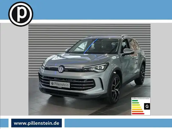 Ein silberner VW Tiguan von vorne fotografiert, mit dem Händlerlogo von Pillenstein gezeigt und einigen markanten Texteinblendungen.